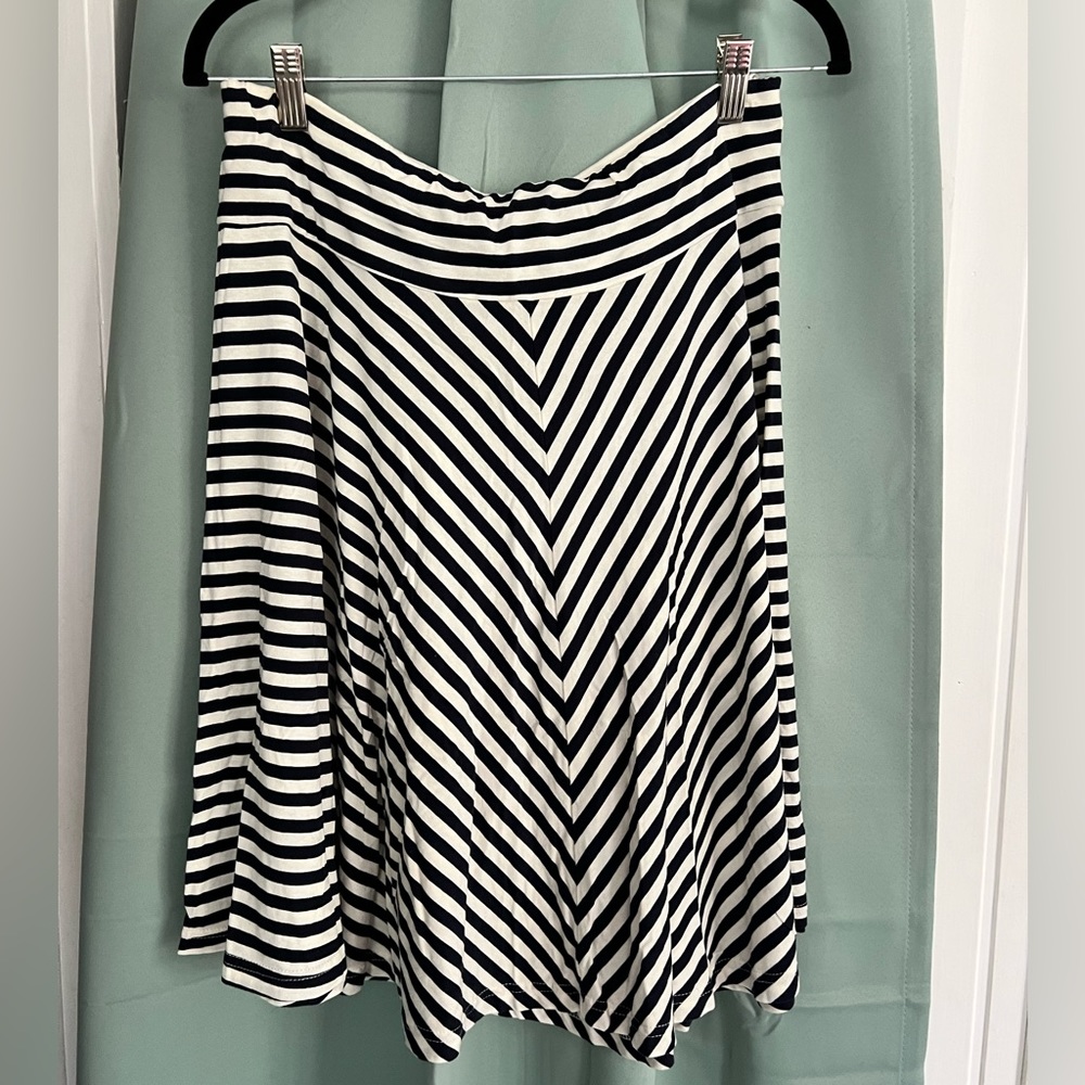Navy Blue & White Strip Cotton Skirt Size Large